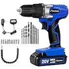 AVID POWER 20V MAX Lithium lon Cordless Drill Set, Power Drill Kit with Battery and Charger, 3/8 inches Keyless Chuck, Variable Speed, 16 Position and 22pcs Drill Bits (Blue)