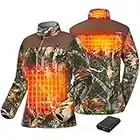 TIDEWE Women’s Heated Jacket Fleece with Battery Pack, Truetimber Rechargeable Coat for Hunting (Camo, Size M)