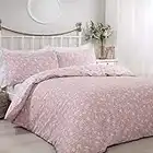 Sleepdown Ditsy Floral Blush Reversible Easy Care Duvet Cover Quilt Bedding Set with Pillowcase -Single (135cm x 200cm)