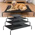 Royalswill Large Elevated Dog Cat Sleep Bed Portable Indoor Relaxing Sleeping Bed Outdoor Camping Basket Raised Cot Breathable Mesh Pet Cot Metal Frame, 114cm x 76cm x 15cm