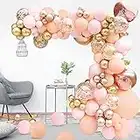 TOLOYE Kit Arco Globos Rosa, Guirnalda Globos Rosa Melocotón con Globos de Metálicos Oro Rosa Globos de Aluminio 4D Globos Confeti para Baby Shower Bodas Cumpleaños Decoraciones para Fiestas