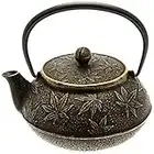 Iwachu Japanese Iron Teapot/Tetsubin, Gold and Black Maple