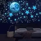 Susimond 1012PCS Glow in The Dark Stars for Ceiling, Glowing in The Dark Stickers Stars and Moon Wall Decals, Adhesive Glowing Stars Wall Stickers Star Decorations for Kids Nursery Bedroom Room(Blue)