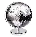 Exerz 25cm Globe Métallique Noir - en Anglais - Décoration de Bureau Éducationnel/géographique/Moderne - avec Base en métal - Diamètre: 25cm