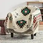 Touchat Native American Blanket Western Decor Boho Throw Blanket for Sofa, Mexican Decorative Farmhouse Blanket, Southwest Decor Woven Blanket, Aztec Throw Blankets with Tassel(Beige,50×60 inch)