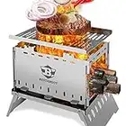 Bestargot Holzofen Hobo Kocher Outdoor Grill - Campingherde Klappbar und Winddicht Rucksack-Herd aus Edelstahl mit Tragetasche, für Solo-Camping, Wandern, Picknick, BBQ