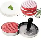 Meykers Burger Press 100 Patty Papers Set | Non-Stick Hamburger Press Patty Maker Mold with Free Wax Patty Paper Sheets | Meat Beef Cheese Veggie Burger Maker for Grill Griddle BBQ Barbecue | BPA Free