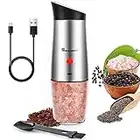 Electric Pepper Grinder Salt Mill: - USB Rechargeable Gravity Sensor Electric Pepper Mill, Adjustable Coarseness, One Hand Operation, Refillable, 1Pcs