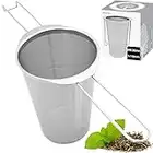 amapodo Colador de té suelto – Filtro de té XL fino de acero inoxidable con asas plegables – Colador de té grande para tetera, taza, olla, apto para lavavajillas, sin plástico, reutilizable