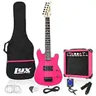 LyxPro 30 Inch Electric Guitar and Starter Kit for Kids with 3/4 Size Beginner’s Guitar, Amp, Six Strings, Two Picks, Shoulder Strap, Digital Clip On Tuner, Guitar Cable and Soft Case Gig Bag - Pink