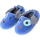 DimaiGlobal Baby Boys Girls Slipper Shoes Anti-Slip Cotton Animal Shoes Soft Sole Toddler Moccasins Warm Slippers Winter House Shoes Cozy Gripper Bottom Blue