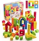 JaxoJoy Foam Building Blocks for Kids- 108 Piece EVA Foam Blocks Gift Playset for Toddlers Includes Large, Soft, Stackable Blocks in Variety of Colors