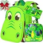 3PCS Toddler Backpack for Boys, 12'' Dinosaur Bookbag and Lunch Box Kindergarten Preschool Bag