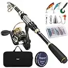 Magreel Telescopic Fishing Rod and Reel Combo Set with Fishing Line, Fishing Lures Kit& Accessories and Carrier Bag for Saltwater Freshwater, 1.8M-5.91FT