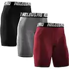 Neleus Men's 3 Pack Athletic Compression Short,6028,Red,Black,Grey,L,Tag XL