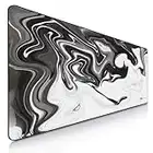 XXL Gaming Mauspad Nyfter Nyfpad - 900x500mm Mousepad - Liquid Design - Vernähte Kanten - Premium Mousepad (White-Black)