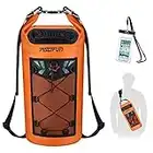 Piscifun Dry Bag, Waterproof Floating Backpack with Waterproof Phone Case for Kayking, Boating, Kayaking, Surfing, Rafting and Fishing, Orange 10L