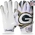 Franklin Sports Green Bay Packers Youth NFL Football Receiver Gloves - Receiver Gloves For Kids - NFL Team Logos and Silicone Palm - Youth M/L Pair