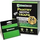 MaxGuard Pantry Moth Traps (24 Pack) with Extra Strength Pheromones | Non-Toxic Sticky Glue Trap for Food and Cupboard Moths in Your Kitchen | Trap and Kill Seed Grain Flour Meal Moths Pests |