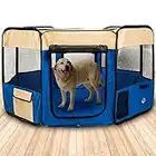 BIGWING Style Puppy Playpen,Oversize Dog Playpen,Portable Foldable,Removable Top and Bottom,Indoor and Outdoor Use,With Carry Bag,(Blue,XL)