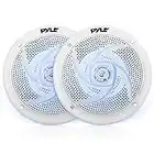 PYLE Marine Speakers - 6.4 Inch 2 Way Waterproof and Weather Resistant Outdoor Audio Stereo Sound System with LED Lights, 180 Watt Power and Low Profile Slim Style - 1 Pair - PLMRS53WL