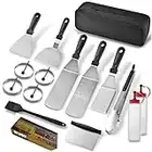 Griddle Accessories Kit-Stainless Steel Griddle Tools Set Including Grill Hibachi Flat Spatula/Griddle Scraper/Flipper Hamburger Turner-Griddle Utensils for BBQ Grill Flat Top Cast Iron Griddle Set