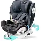 globalkids Safety Baby Car Seat with Isofix and Top Tether, 360 Degree Rotating Child Seat for All Group 0-12 Years Old (up to 36kg), Black (2022 Edition)