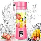 Portable Mini Electric Juicer, USB Electric Rechargeable Multi-Function Juice, 380ML Fruit Juice Cup With 6 Stainless Steel Blades, Personal Blender Shakes and Smoothies Jucier Cup For Home(Pink)