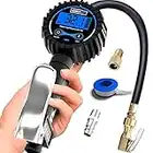 Digital Tire Inflator with Pressure Gauge and Longer Hose, Air Chuck with Gauge for Air Compressor - 200PSI