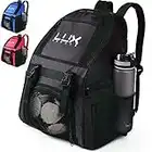 LUX, Fußball-Rucksack mit Ballhalterfach, für Kinder, Jugendliche, Jungen, Herren, Mädchen, Teams, Fußball, Basketball, Volleyball, Fitnessstudio, Schwarz