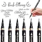 Calligraphy Pens - 6pcs Calligraphy Set for Beginners Refillable Black Brush Marker Pens,Hand Lettering Pens for Writing, Signature, Illustration, Design and Drawing, 4 Sizes