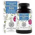 NATURE LOVE® Hyaluronsäure Kapseln mit Zink - Hochdosiert mit 500mg Hyaluron - Vegan - 90 Stück (3 Monate) - 500-700 kDa - Laborgeprüft, ohne Zusätze und in Deutschland produziert