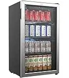 hOmeLabs Beverage Refrigerator and Cooler - 120 Can Mini Fridge with Glass Door for Soda Beer or Wine - Small Drink Dispenser Machine for Office or Bar with Adjustable Removable Shelves