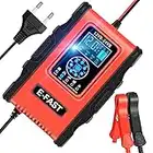 YDBAO Cargador de batería Inteligente 12A 12V / 24V Cargador de batería Coche automático con Pantalla Táctil LCD y Múltiples Protecciones para Baterías de Plomo-ácido/AGM/Gel/EFB