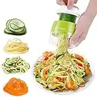 Adoric Cortador de Verdura 4 en 1 Rallador de Verduras Calabacin Pasta Espiralizador Vegetal Veggetti Slicer Pepino, Espaguetis de Calabacin, Cortador Espiral Manual (Verde)