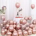 Rose Gold Balloon Metallic Balloons 100 PCS 10 Inch Rose Gold Latex Balloons for Birthday Engagement Wedding Baby Shower Festival Party Decorations Rose Gold with Balloon Knotter EXGOX