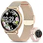 HASAKEI 2023 Montre Connectée Femme avec Appels Bluetooth, 1.32" Smartwatch Fonction Féminine avec 19 Modes Sportifs SpO2 Fréquence Cardiaque Sommeil Tension Artérielle Podomètre Android iOS Or Rose