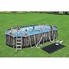 Bestway Power Steel 22’ x 12’ x 48’’ Above Ground Oval Pool Set w/Ladder, Cover, Filter Pump, Replacement Cartridge, Repair Patch