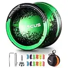 MAGICYOYO für Anfänger, professionelles Yoyo V6, Doppelzweck-Yoyo für Erwachsene, Trick-Jojo-Ball mit glattem Lager-Paket + 12 Jojo-Saiten (Black Splash Green)