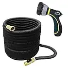 TheFitLife Best Expandable Garden Hose - 25 Feet Strongest 12-Layer Latex Inner and Solid Brass Fittings Free Spray Nozzle 3/4 USA Standard Easy Storage Kink Free Flexible Water Hose