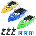 3 Pack RC Boat Remote Control Boats for Pools and Lakes for Kids and Adults, 2.4 GHz RC Boat for Boys 4-7 8-12 Years with 6 Rechargeable Batteries