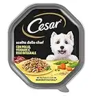 Cesar Scelta Dello Chef Cibo Umido per Cane con Pollo alla Griglia,Riso Integrale e Verdure - 14 Vaschette da 150g: totale 2100g