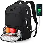 CoolBELL Mochila para computadora portátil de 15,6 Pulgadas con puerto de carga USB y Bolsillo de Bolas Mochilas Escolares Resistente al agua Mochila para Almuerzo Mujeres, Hombres, Trabajo, Negro