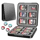 HEYSTOP Boite de Rangement pour Cartes de Jeux Nintendo Switch, 12 en 1 Accessoires Boitier de Protection Compatible avec Carte Jeux Nintendo Switch & Switch Lite avec 4 Poignées Couvre Pouce - Noir