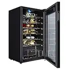 Cookology CWC34BK Freestanding Undercounter Fridge Cabinet 48cm Wine Cooler, 34 Bottle, 93 Litre Capacity, with Digital Temperature Control - in Black