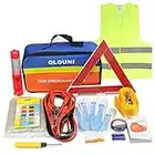 QLOUNI Kit di Emergenza 12-in-1 per l'auto, Strumento di Emergenza per Auto, Kit di Sicurezza per Auto Euro Assistenza Stradale Multifunzionale con Cavi Jumper, Fune di Traino, Triangolo, ECC.