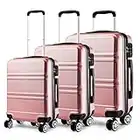 Kono Set 3 Valises Voyage Rigide léger Ensemble de Bagages Trois pc 4 Roues Trolley 360 degrés Bagage Cabine (Nue)