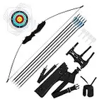 DOSTYLE Archery Takedown Recurve Bow and Arrow Set Hunting Long Bow Kit for Outdoor Shooting Training