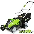 Greenworks 40V 19-Inch Cordless (3-In-1) Push Lawn Mower, 4.0Ah + 2.0Ah Battery and Charger Included 25223