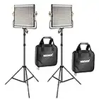 NEEWER 2 Packs Dimmable Bi-Color 480 LED Video Light and Stand Lighting Kit Includes: 3200~5600K CRI 96+ LED Panel with U Bracket, 75 inches Light Stand for YouTube Studio Photography, Video Shooting